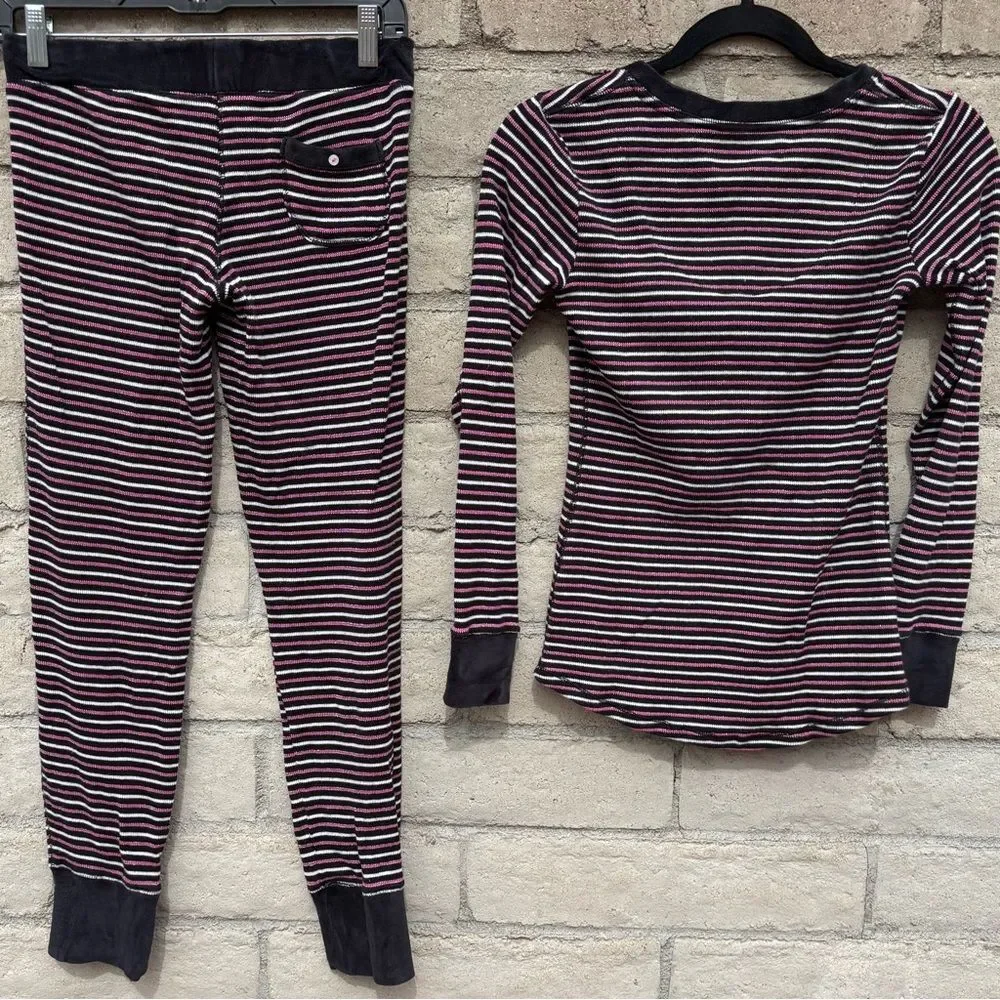 Victoria's Secret Pajamas Small Black Pink White Stripe